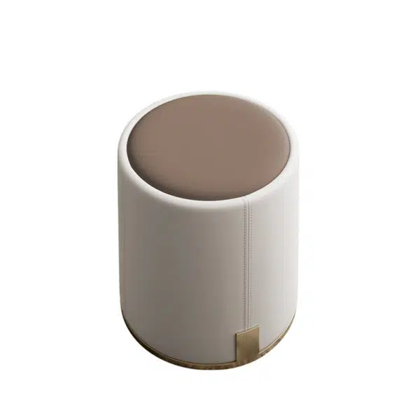Contemporary Luxury Round PU Leather Upholstered Metal Vanity Stool For Bedroom - Image 12