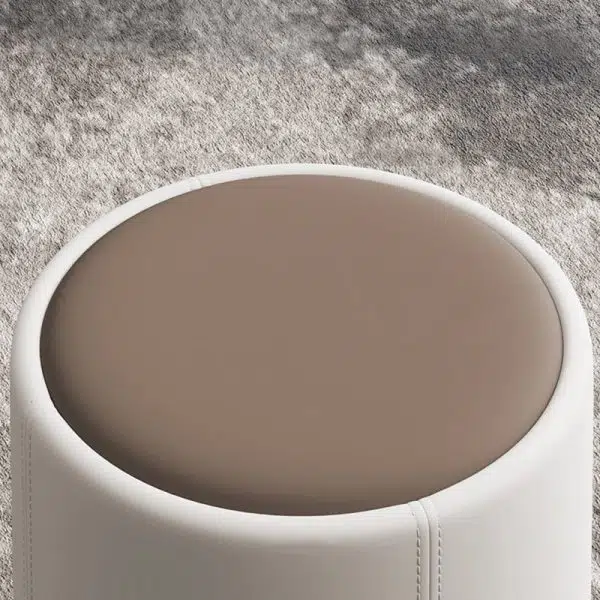 Contemporary Luxury Round PU Leather Upholstered Metal Vanity Stool For Bedroom - Image 5