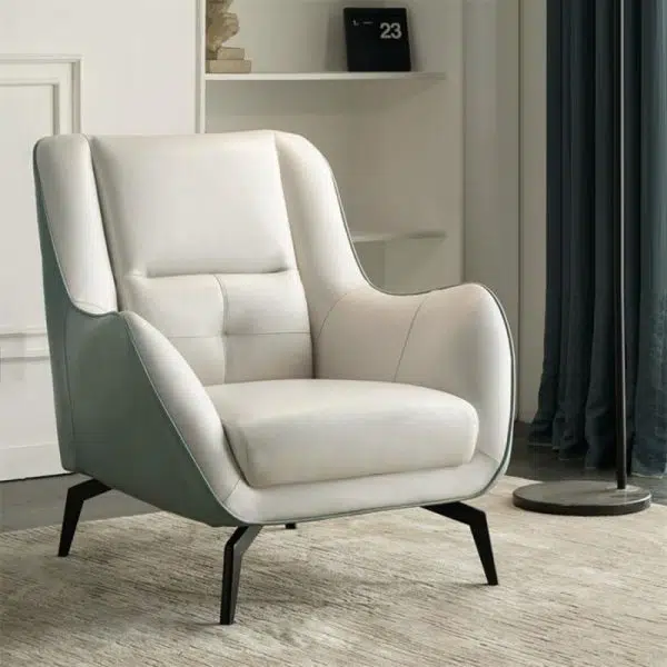 Contemporary Scandinavian Square Fabric Upholstered Accent Chair Backrest Armrest For Living Room