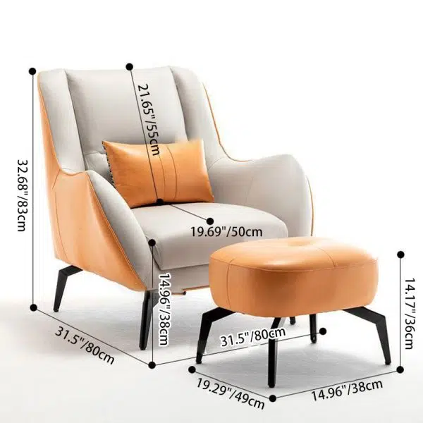 Contemporary Scandinavian Square Fabric Upholstered Accent Chair Backrest Armrest For Living Room - Image 4