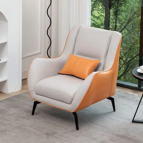 Contemporary Scandinavian Square Fabric Upholstered Accent Chair Backrest Armrest For Living Room - Image 17