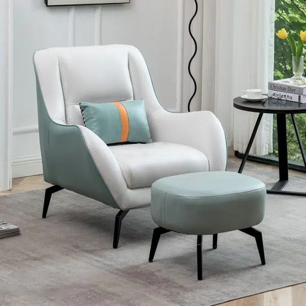 Contemporary Scandinavian Square Fabric Upholstered Accent Chair Backrest Armrest For Living Room - Image 18