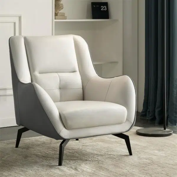 Contemporary Scandinavian Square Fabric Upholstered Accent Chair Backrest Armrest For Living Room - Image 2