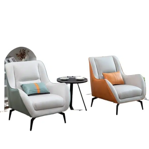 Contemporary Scandinavian Square Fabric Upholstered Accent Chair Backrest Armrest For Living Room - Image 20