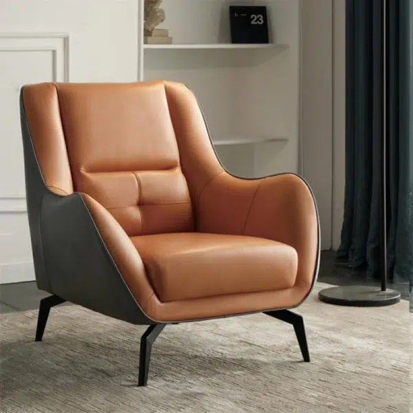 Contemporary Scandinavian Square Fabric Upholstered Accent Chair Backrest Armrest For Living Room - Image 3