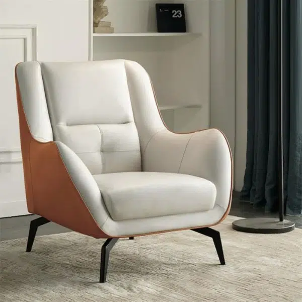 Contemporary Scandinavian Square Fabric Upholstered Accent Chair Backrest Armrest For Living Room - Image 9