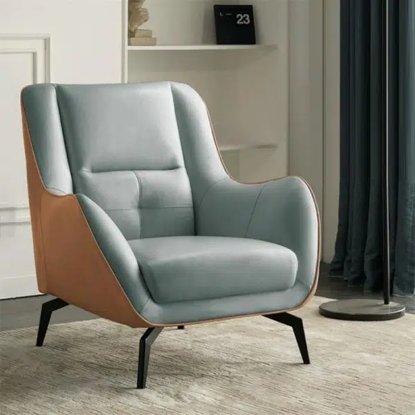 Contemporary Scandinavian Square Fabric Upholstered Accent Chair Backrest Armrest For Living Room - Image 10