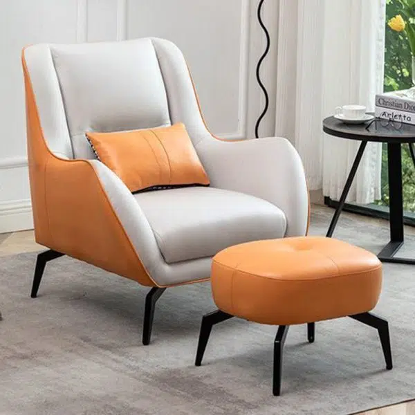 Contemporary Scandinavian Square Fabric Upholstered Accent Chair Backrest Armrest For Living Room - Image 11