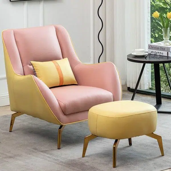 Contemporary Scandinavian Square Fabric Upholstered Accent Chair Backrest Armrest For Living Room - Image 12