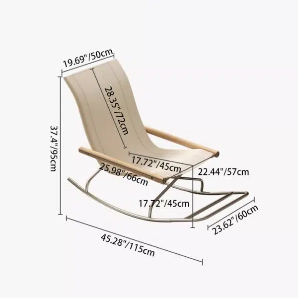 Contemporary Nordic Curved Canvas Stainless Steel Frame Recliner For Living Room - Image 3