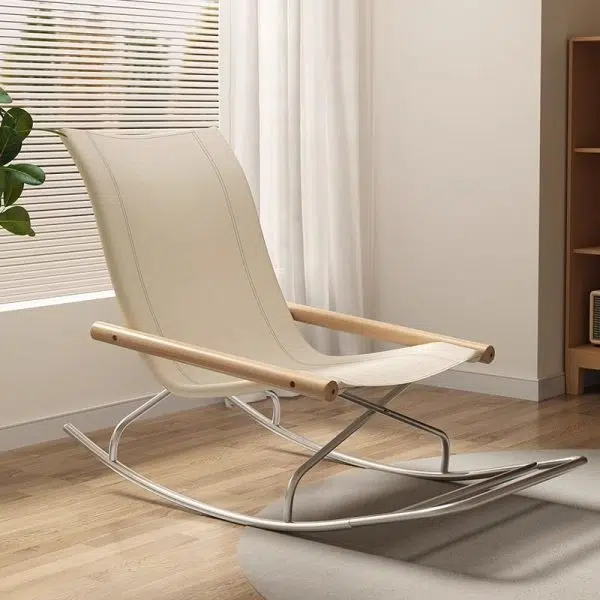 Contemporary Nordic Curved Canvas Stainless Steel Frame Recliner For Living Room