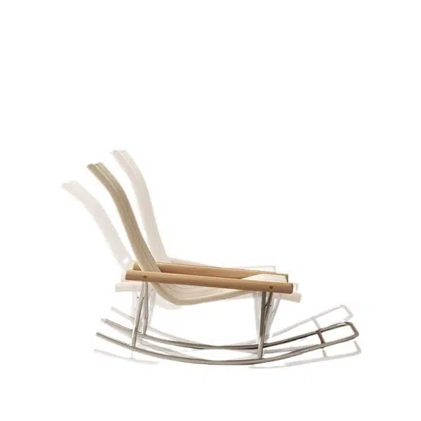 Contemporary Nordic Curved Canvas Stainless Steel Frame Recliner For Living Room - Image 14