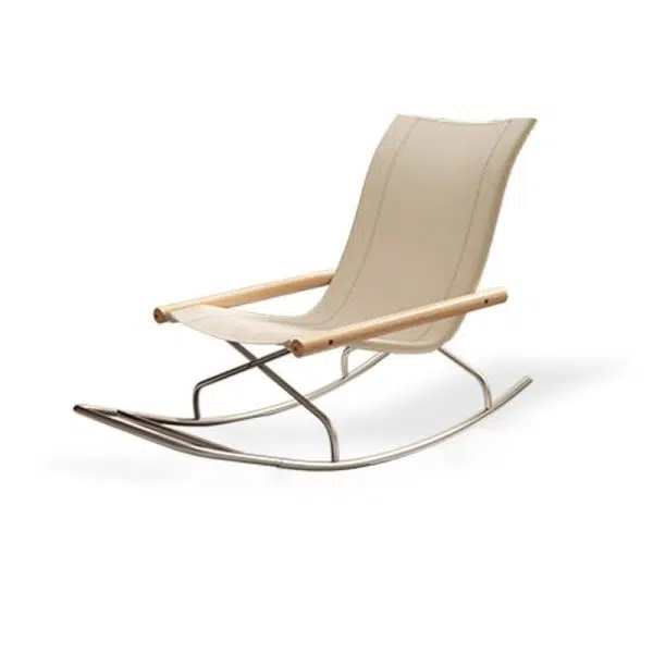 Contemporary Nordic Curved Canvas Stainless Steel Frame Recliner For Living Room - Image 10