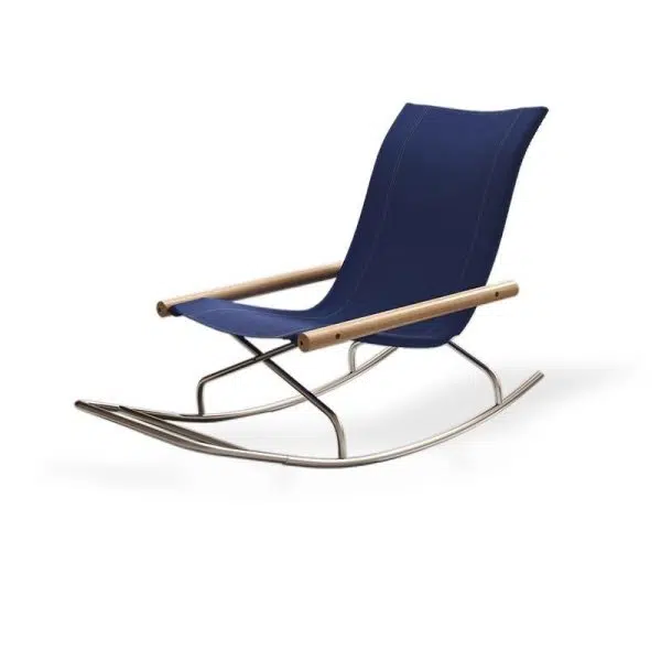 Contemporary Nordic Curved Canvas Stainless Steel Frame Recliner For Living Room - Image 11