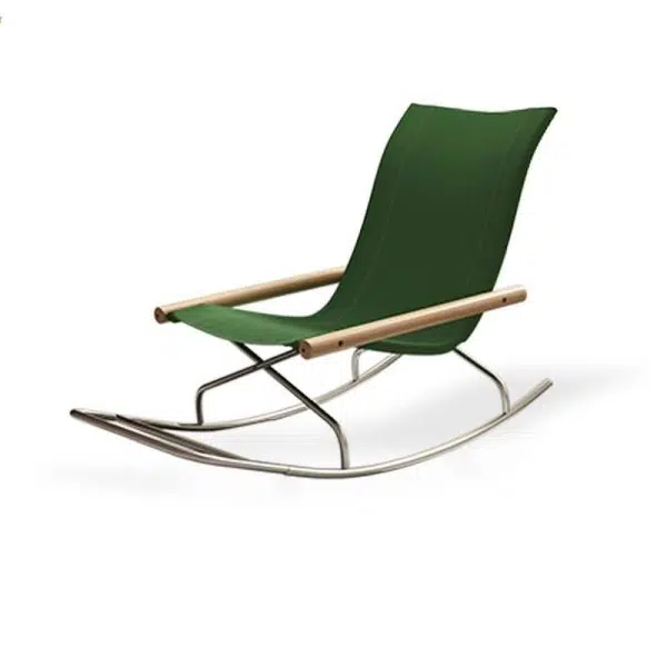 Contemporary Nordic Curved Canvas Stainless Steel Frame Recliner For Living Room - Image 12