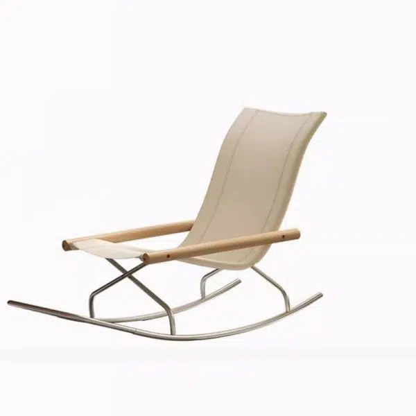 Contemporary Nordic Curved Canvas Stainless Steel Frame Recliner For Living Room - Image 13