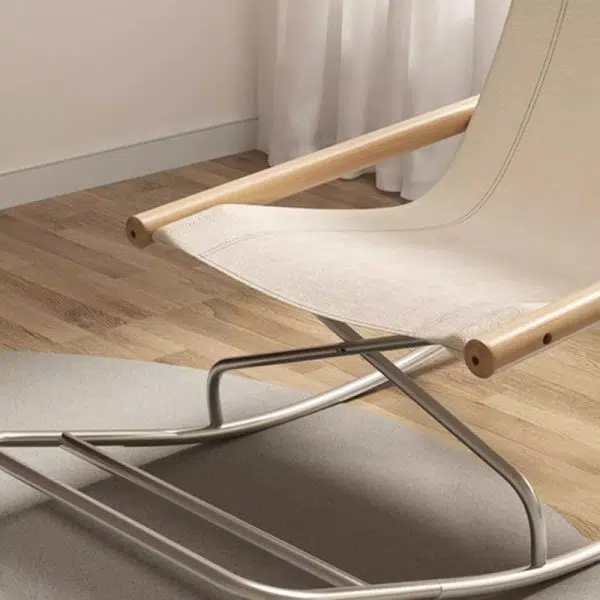 Contemporary Nordic Curved Canvas Stainless Steel Frame Recliner For Living Room - Image 4