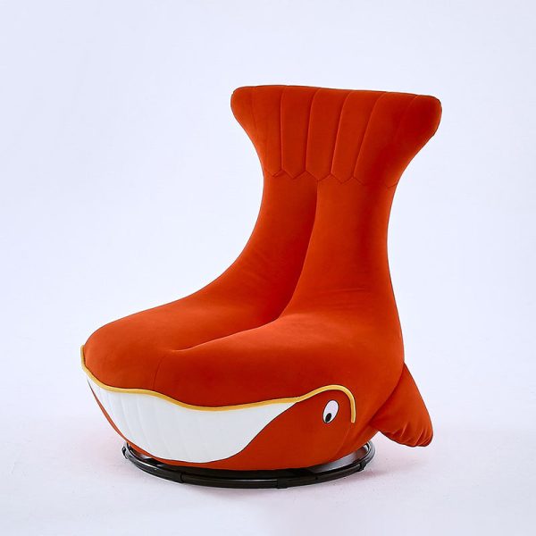 Contemporary Creative Animal Whale Fabric Solid Wood Swivel Accent Chair For Living Room - Image 15