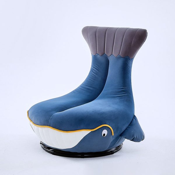 Contemporary Creative Animal Whale Fabric Solid Wood Swivel Accent Chair For Living Room - Image 17
