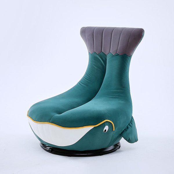 Contemporary Creative Animal Whale Fabric Solid Wood Swivel Accent Chair For Living Room - Image 16