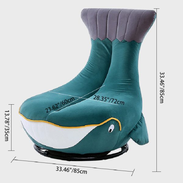 Contemporary Creative Animal Whale Fabric Solid Wood Swivel Accent Chair For Living Room - Image 4