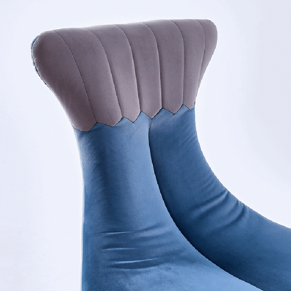 Contemporary Creative Animal Whale Fabric Solid Wood Swivel Accent Chair For Living Room - Image 6