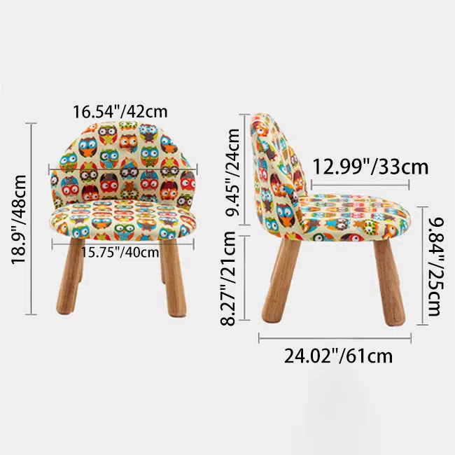 DFM-Chair-FL04108-1.jpg Contemporary Creative Cartoon Animal Pattern Fabric Solid Wood Low Stool For Bedroom - Image 4