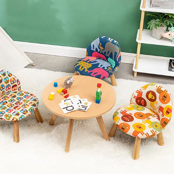 DFM-Chair-FL04108-12.jpg Contemporary Creative Cartoon Animal Pattern Fabric Solid Wood Low Stool For Bedroom - Image 2