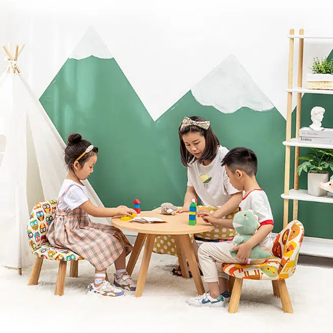 DFM-Chair-FL04108-13.jpg Contemporary Creative Cartoon Animal Pattern Fabric Solid Wood Low Stool For Bedroom - Image 13