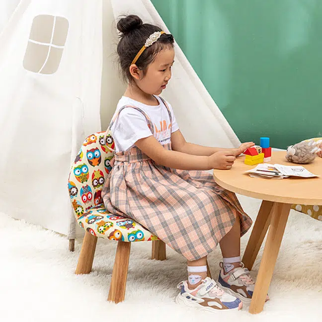 DFM-Chair-FL04108-14.jpg Contemporary Creative Cartoon Animal Pattern Fabric Solid Wood Low Stool For Bedroom - Image 8