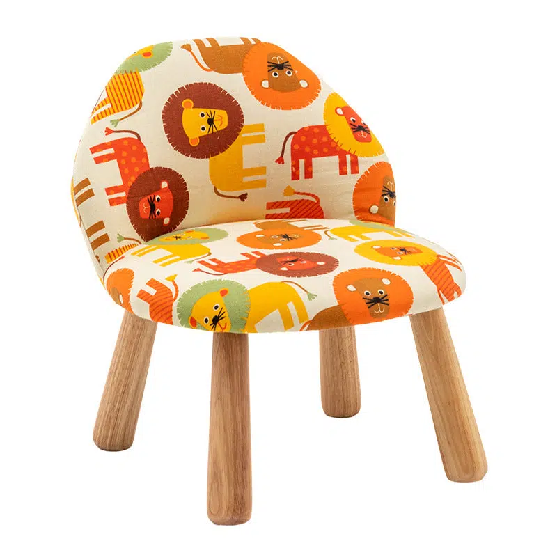 DFM-Chair-FL04108-8.jpg Contemporary Creative Cartoon Animal Pattern Fabric Solid Wood Low Stool For Bedroom - Image 14