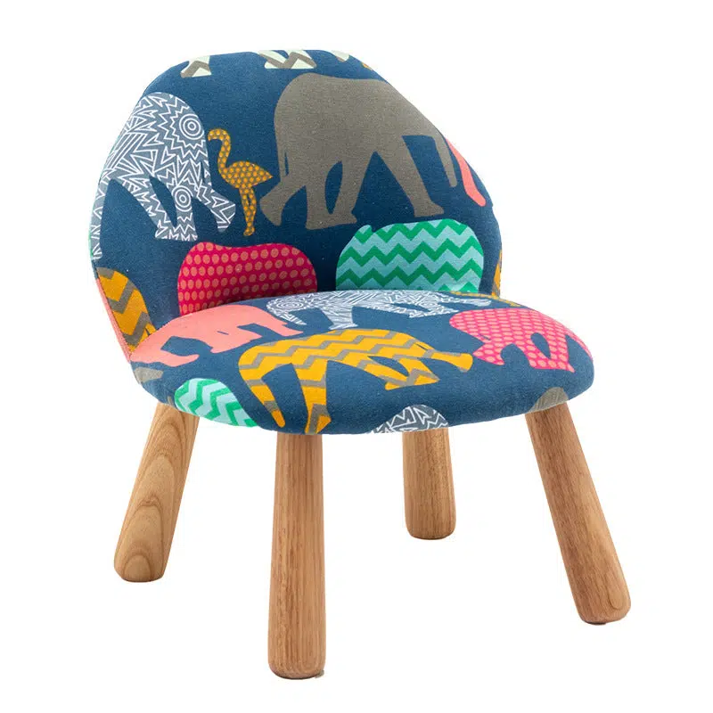 DFM-Chair-FL04108-9.jpg Contemporary Creative Cartoon Animal Pattern Fabric Solid Wood Low Stool For Bedroom - Image 15
