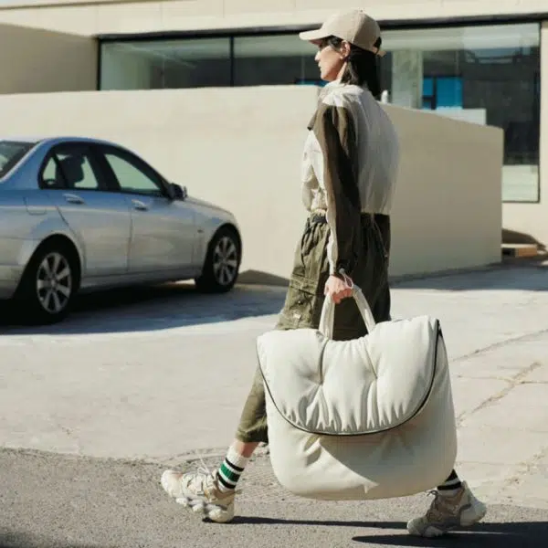 Contemporary Nordic Curved Leather Upholstered Portable Folding Accent Chair Backrest For Living Room - Image 17