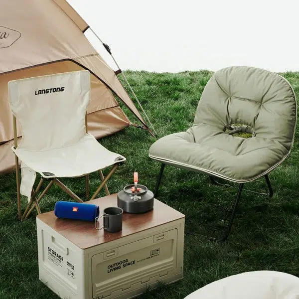 Contemporary Nordic Curved Leather Upholstered Portable Folding Accent Chair Backrest For Living Room - Image 19