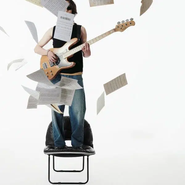 Contemporary Nordic Curved Leather Upholstered Portable Folding Accent Chair Backrest For Living Room - Image 7