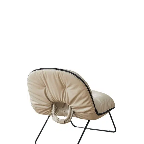 Contemporary Nordic Curved Leather Upholstered Portable Folding Accent Chair Backrest For Living Room - Image 21