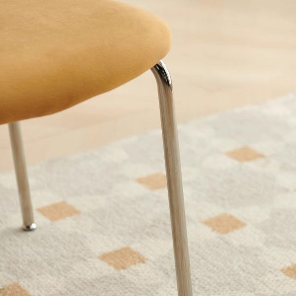 Contemporary Nordic Square Fabric Stainless Steel Legs Dining Chair Arc Solid Wood Backrest For Dining Room - Image 8