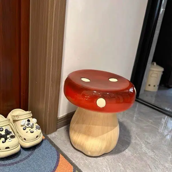 Contemporary Creative Mushroom Resin Fiberglass Low Stool For Bedroom - Image 13
