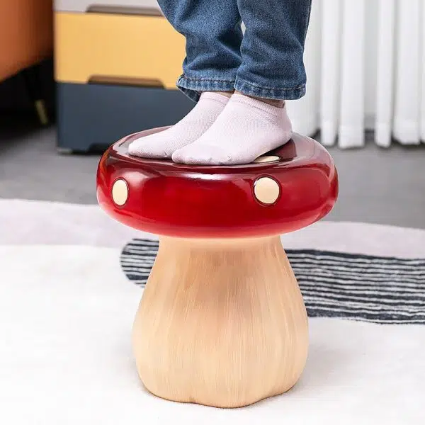 Contemporary Creative Mushroom Resin Fiberglass Low Stool For Bedroom - Image 11