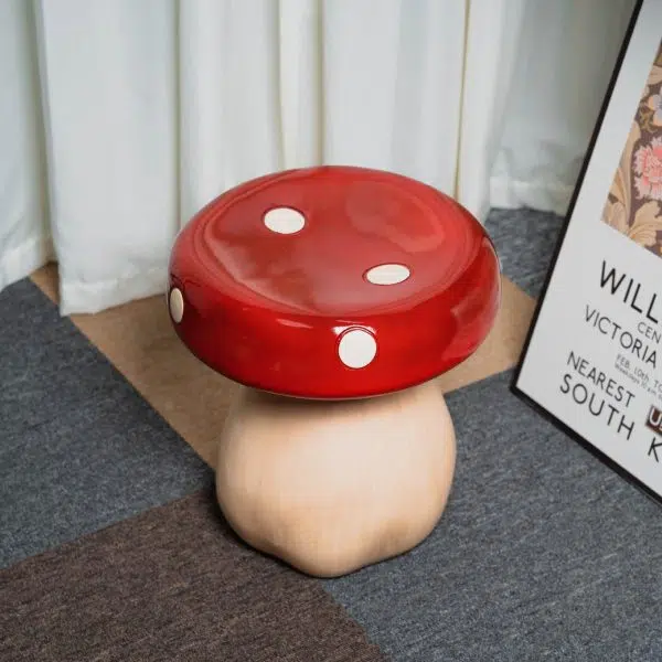 Contemporary Creative Mushroom Resin Fiberglass Low Stool For Bedroom - Image 2