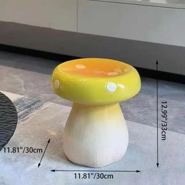 Contemporary Creative Mushroom Resin Fiberglass Low Stool For Bedroom - Image 4