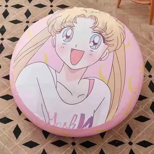 Contemporary Creative Round Fruit Watermelon Print Pattern Fabric Low Stool For Living Room - Image 9