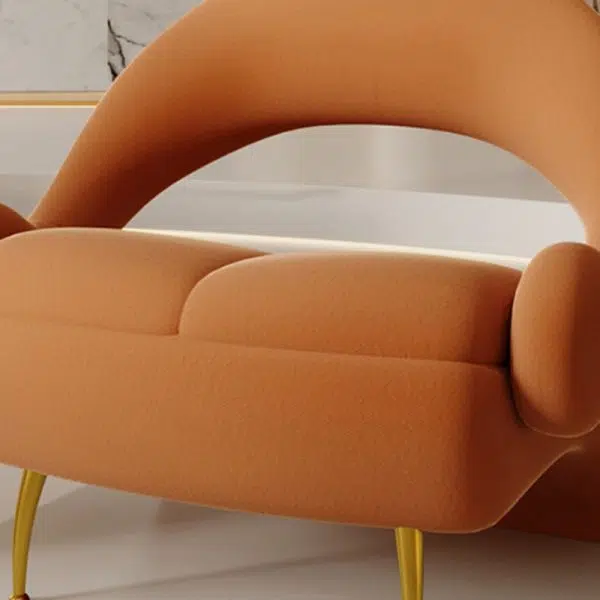 Contemporary Nordic Curved Velvet Upholstered Iron Accent Chair Open Back For Living Room - Image 4