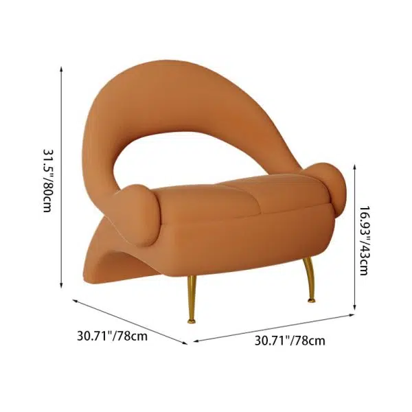 Contemporary Nordic Curved Velvet Upholstered Iron Accent Chair Open Back For Living Room - Image 3