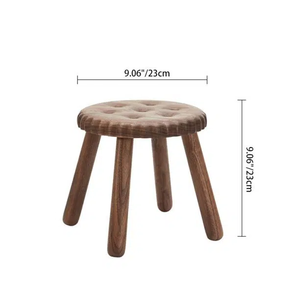 Contemporary Creative Biscuit Round Solid Wood Low Stool Footstool For Living Room - Image 4