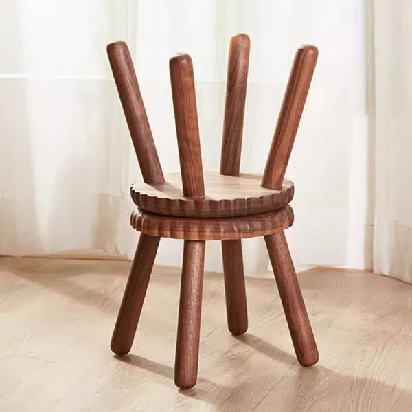 Contemporary Creative Biscuit Round Solid Wood Low Stool Footstool For Living Room - Image 17