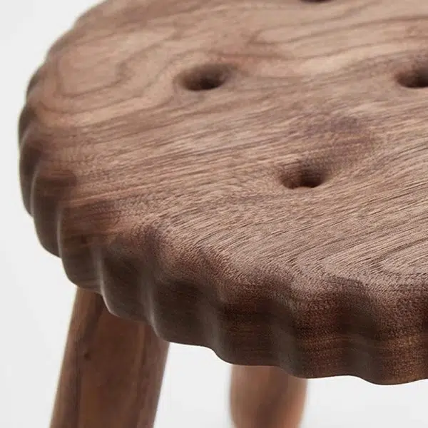 Contemporary Creative Biscuit Round Solid Wood Low Stool Footstool For Living Room - Image 5