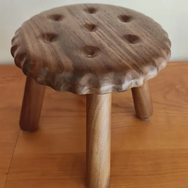 Contemporary Creative Biscuit Round Solid Wood Low Stool Footstool For Living Room - Image 7