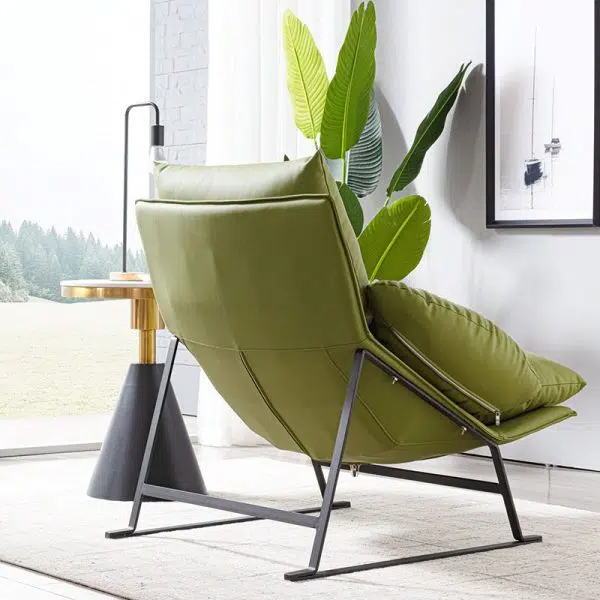 Contemporary Luxury Curved Fabric Upholstery Iron Accent Chair Backrest For Living Room - Image 11