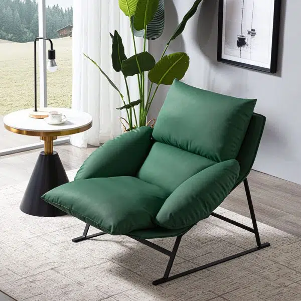 Contemporary Luxury Curved Fabric Upholstery Iron Accent Chair Backrest For Living Room - Image 3